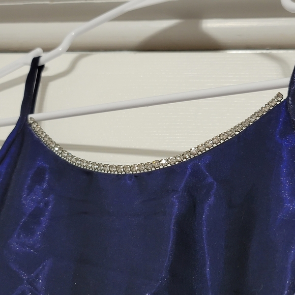 Gunne Sax Jessica McClintock Blue Sparkle Sleeveless Rhinestone Gown Formal Prom - Picture 3 of 10